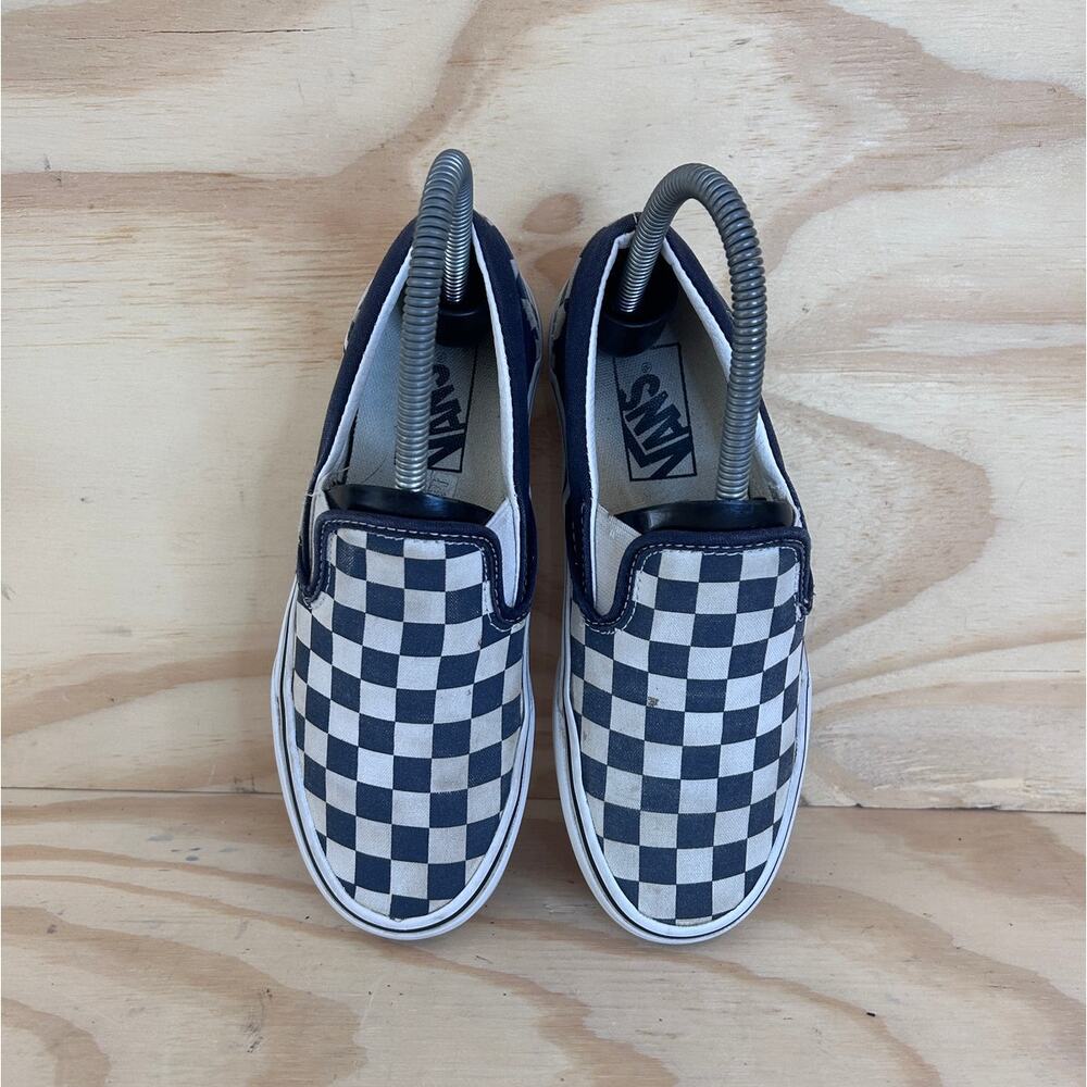 Vans Off The Wall Classic Slip-On Checkeredboard Sneakers Blue/White Women's - 5 - Picture 7 of 9